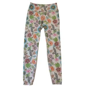 Becco Women Activewear Pants Size M Light Gray Floral Yoga Legging 25" Inseam